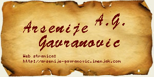 Arsenije Gavranović vizit kartica